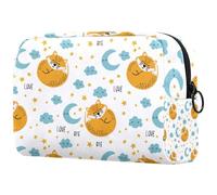 Collapse Foxes Blue Moon Cloud Stars - Trousse da viaggio per cosmetici, grande, con cerniera, per cosmetici, con cerniera, Multi, 18.5x7.5x13cm/7.3x3x5.1in, Beauty case