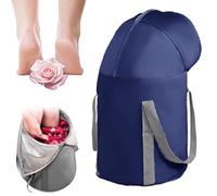 Collapsible Foot Soaking Tub, Collapsible Foot Bath Basin for Soaking Feet, Foldable Foot Bath Soaking Bag with Knee Cover, Portable Foots Bath Tub, Long Lasting Insulation (Dark Blue)