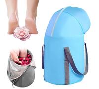 Collapsible Foot Soaking Tub, Collapsible Foot Bath Basin for Soaking Feet, Foldable Foot Bath Soaking Bag with Knee Cover, Portable Foots Bath Tub, Long Lasting Insulation (Light Blue)