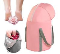 Collapsible Foot Soaking Tub, Collapsible Foot Bath Basin for Soaking Feet, Foldable Foot Bath Soaking Bag with Knee Cover, Portable Foots Bath Tub, Long Lasting Insulation (Pink)