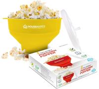 Collapsible Silicone Microwave Hot Air Popcorn Popper Bowl With Lid and Handles (Yellow)