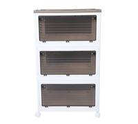 Collapsible Storage Bins with Wheel Organization Folding Stackable Storage Bin Transparent (3 Layer M)