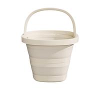 CollapsibleBucket, contenitore 'acqua pieghevole, secchio da 10 litri con manico, base antiscivolo, compatto, multiuso, per campeggio, pesca, giardinaggio, pulizia, beige