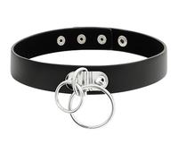 COLLAR CON DOBLE ARO CUERO VEGANO TALLA ÃšNICA