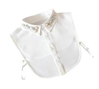 Collar Detachable - Fabric Sparkling Rhinestone & Pearl False Collar | Choker Embellished for Women's Dresses, Top, Camicette, Christmas Party Dating, and Holiday Outfits, Se référer à la description