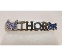 COLLAR DOG CAT PERSONALISED WITH NAME LETTERS AND CHARMS STRASS GENUINE LEATHER