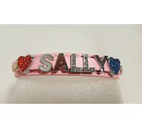 COLLAR DOG CAT PERSONALISED WITH NAME LETTERS AND CHARMS STRASS GENUINE LEATHER