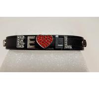 COLLAR DOG CAT PERSONALISED WITH NAME LETTERS AND CHARMS STRASS GENUINE LEATHER
