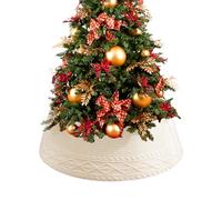 Collar Para Árbol De Navidad - Aro Envolvente Tejido Rústico, Cubierta Para Soporte De Árbol De Navidad Con Borde Romboidal En Color Crema, Faldones De Árbols | Para Hogar Invierno Interior Y Festival