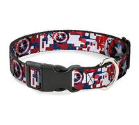 Collare a clip in plastica con fibbia - Captain America Shield Digital Camo blu/bianco/rosso