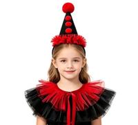 Collare a Volant da Pagliaccio Cerchietto Vintage per Travestimento a | Cerchietto con Cappello da Clown per Costume per Ragazze, Carnevali, Natale, Festa di Carnevale, Mascher