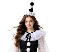 Collare a Volant da Pagliaccio Cerchietto Vintage per Travestimento a | Cerchietto con Cappello da Clown per Costume per Ragazze, Carnevali, Natale, Festa di Carnevale, Mascher