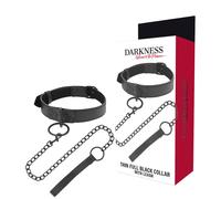 Collare BDSM con Catena Darkness - Neoprene e Puleather, Nero