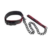 Collare BDSM con Guinzaglio Calexotics Scandal - Broccato Rosso