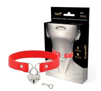 Collare BDSM in Pelle Vegana Coquette Chic Desire - Rosso, 40 cm