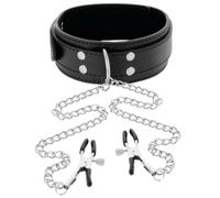 Collare bondage con pinze morsetti strizza capezzoli sadomaso sexy costrittivo
