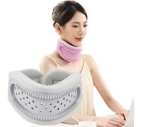 Collare cervicale traspirante e morbido, con fori per alleviare la pressione, correttore di postura e dispositivo di trazione per il collo, mantiene le vertebre stabili e allineate (Gray)