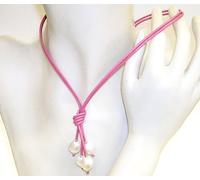 Collare Con 4 Perle Coltivate Barocche 11 MM, Cuoio Rosa E Argento Da 1ª 925