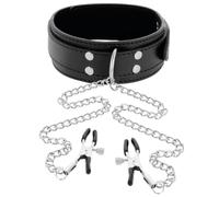 Collare con pinze strizza capezzoli bondage sexy costrittivo per giochi sadomaso