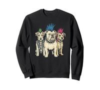 Collare con Tre Cani Punk Rock, Mohawk, Design a chiodo Felpa