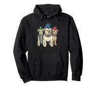 Collare con Tre Cani Punk Rock, Mohawk, Design a chiodo Felpa con Cappuccio