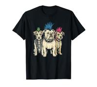 Collare con Tre Cani Punk Rock, Mohawk, Design a chiodo Maglietta