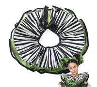 Collare da clown a strati, in tulle con volant, finto collare in rete, per Halloween, carnevale, cosplay, Verde, One Size
