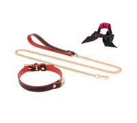 Collare di compressione Set di giocattoli erotici per adulti Collana nero-rossa Maschera per occhi Collare regolabile Kit erotico