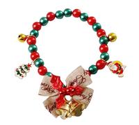 Collare di Natale | Collana da cucciolo femminile - Collare con fiocco campana e Babbo Natale albero di Natale fiocchi di neve alce ciondolo festa accessorio per cani di piccola taglia ragazza ragazzo