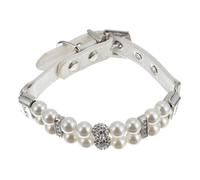 Collare di perle in pelle PU moda cane con collare regolabile per collo per