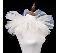 Collare di tulle arruffato, collare da clown, collare in stile rinascimentale, soffice e morbido, adatto per Martedì Grasso, Halloween, cosplay, mascherata, Carnevale(Bianco con glitter oro)