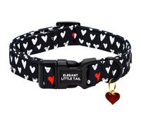 Collare elegante a forma di coda per San Valentino, collare per animali domestici morbido e regolabile a forma di cuore nero con fibbia a sgancio rapido L,M,S,XSGeometricoTessuto