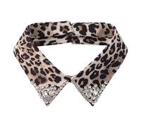 Collare finto dal design unico con leopardi, con dettagli in cristallo, accessorio per donne e uomini, abbigliamento alla moda a strati a punta, Aprire dopo la perline, taglia unica