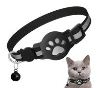 Collare Gatto per Airtag - Collare Elastico per Gattini con Supporto Air Tag - Riflettente di Notte - Collarino Gatto GPS Ultra Elastici per Gatti, Gattini e Cuccioli [Nero]