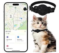 Collare Gps gatto, Gps Gatto Sin Canone Mensile, Localizzatore GPS per Gatto Funziona con Apple Find My (solo iOS), non richiede SIM (Collare + localizzatore nero)