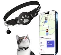 Collare Gps gatto, Gps Gatto Sin Canone Mensile, Localizzatore GPS per Gatto Funziona con Apple Find My (solo iOS), non richiede SIM (Collare + localizzatore bianco)