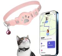 Collare Gps gatto, Gps per Gatti Senza SIM Senza Abbonamento, Impermeabile, Batteria a Lunga Durata, Localizzatore GPS per Gatto Funziona con goo- gle Find My (solo Android) (Rosa)