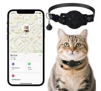 Collare Gps gatto, Gps per Gatti Senza SIM Senza Abbonamento, Localizzatore GPS per Gatto Funziona con apple Find My (solo IOS) (Collare + localizzatore nero)