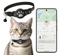 Collare Gps gatto, Gps per Gatti Senza SIM Senza Abbonamento, Localizzatore GPS per Gatto Funziona con goo- gle Find My (solo Android) (Collare + localizzatore bianco)