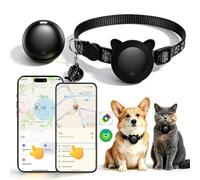 Collare GPS per Gatti & Cani, GPS per Cani Senza Abbonamento, Regolabile Localizzatore GPS Tracciamento Compatibile con iOS e Android, Riflesso Notturno Smart Tag (nero)