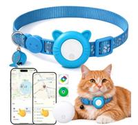 Collare GPS per Gatti, GPS per Cani Senza Abbonamento, Regolabile Localizzatore GPS Cani Tracciamento Compatibile con iOS e Android, Riflesso Notturno Smart Tag per Gatti