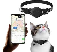 Collare GPS per Gatto Senza SIM e Senza Abbonamento, Localizzatore per Gatti Compatibile con Apple e Android Find My, Tracker Bluetooth con Posizione in Tempo Reale(Nero+Nero,IOS only)