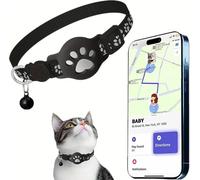 Collare GPS per Gatto Senza SIM e Senza Abbonamento, Localizzatore per Gatti Compatibile con Apple e Android Find My, Tracker Bluetooth con Posizione in Tempo Reale(Nero+Bianco,IOS+Android)