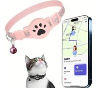 Collare GPS per Gatto Senza SIM e Senza Abbonamento, Localizzatore per Gatti Compatibile con Apple e Android Find My, Tracker Bluetooth con Posizione in Tempo Reale(Ros Nero,IOS+Android)