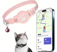 Collare GPS per Gatto Senza SIM e Senza Abbonamento, Localizzatore per Gatti Compatibile con Apple e Android Find My, Tracker Bluetooth con Posizione in Tempo Reale(Ros Bianco,IOS+Android)