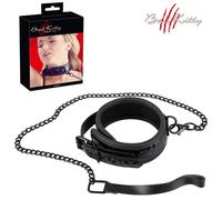 Collare imbottito 40-48cm + guinzaglio 88cm moschettone nero diamantato