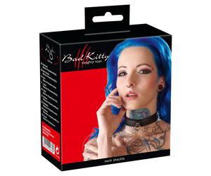 Collare in Finta Pelle Nera Imbottita con Anello Anteriore Bad Kitty Collar