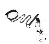 Collare in pelle con kit guinzaglio Collare gotico regolabile per tutti gli stili di abbigliamento (nero)