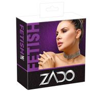 Collare In Pelle Nera Di ZADO Con 3 Catene Metalliche