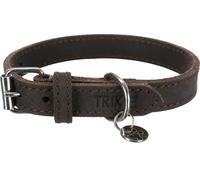 Collare in pelle rustica 27-34 cm/18 mm marrone scuro